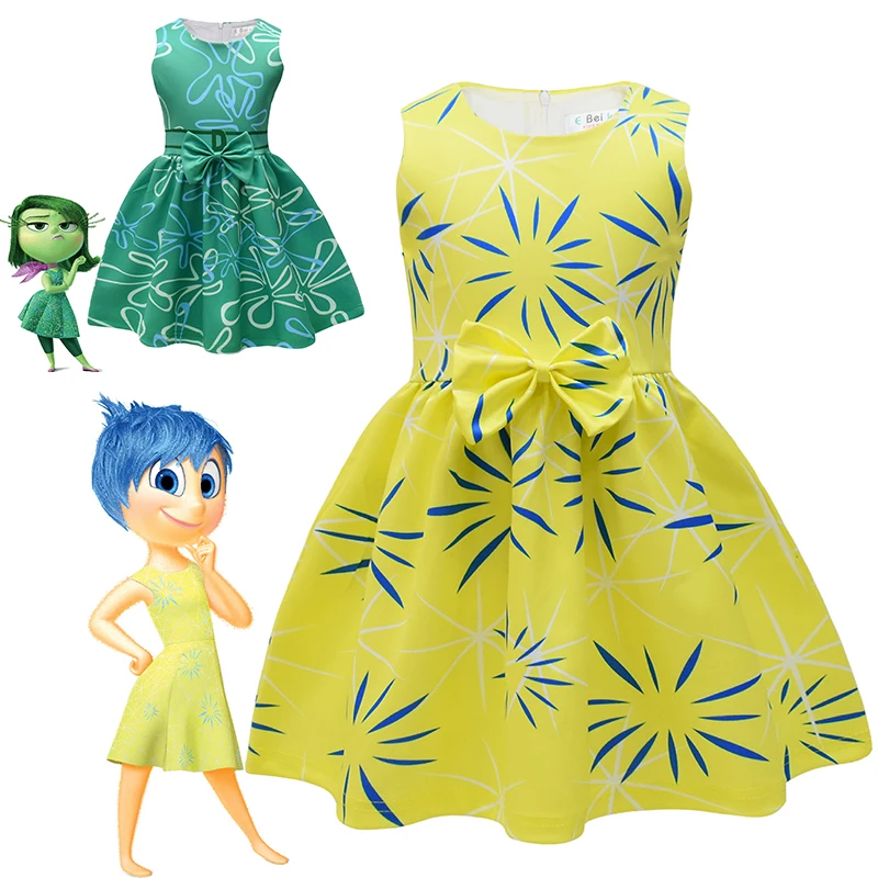 

Movie Inside Out Joy Cosplay Costume Cartoon Flower Princess Dress for Kids Girls Halloween Carnival Birthday Happiness Dress Up