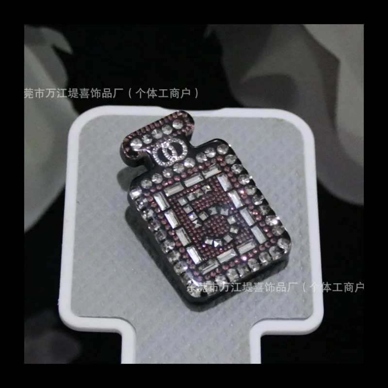 

98725P Colored Diamond Splicing Perfume Bottle Modeling Resin Diamond Set Round Diamond Digital 5 Square Diamond Brooch