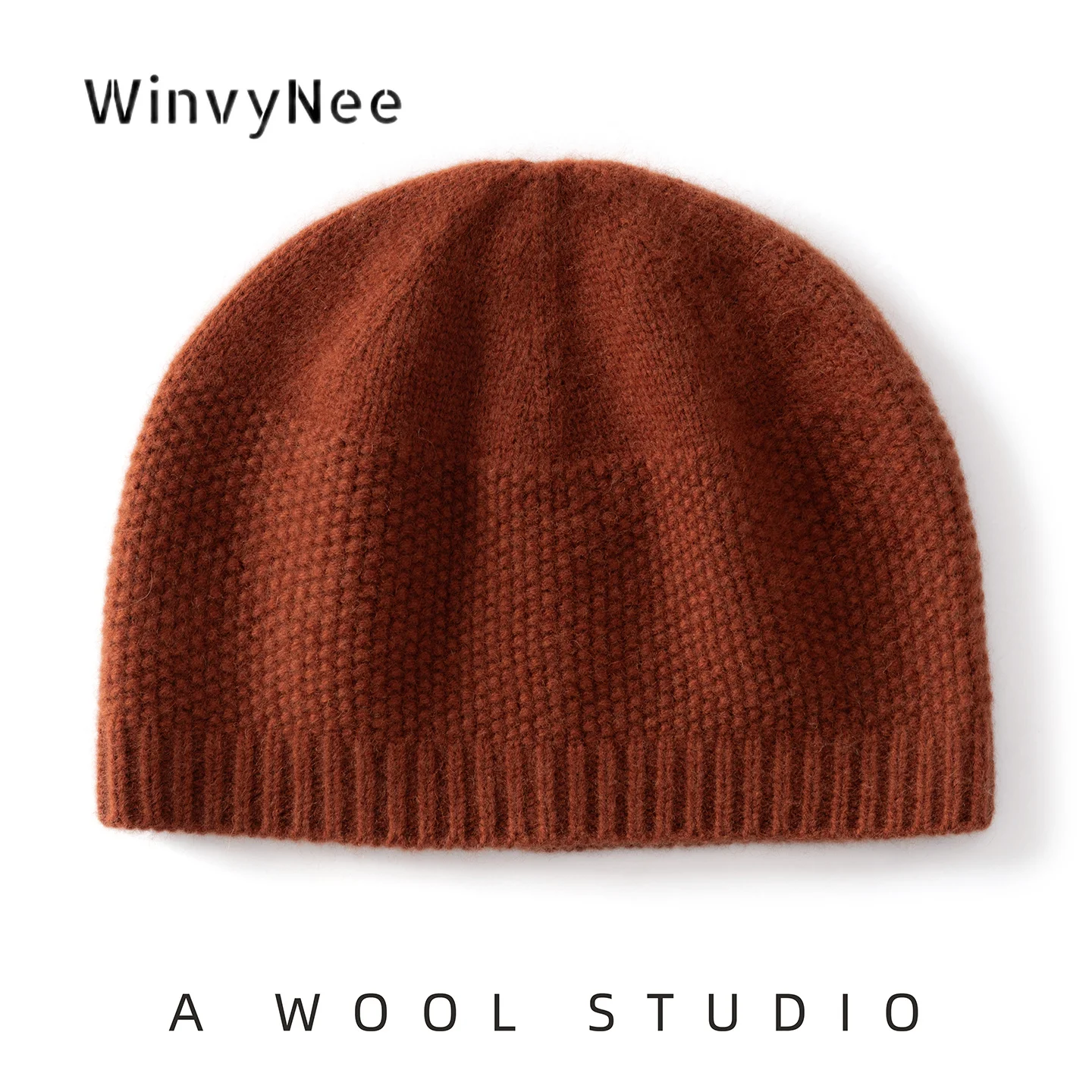 WinvyNee Women Pure Wool Knit Thick Head Wrap Turban Hat Trendy Warm Fine Texture Versatile Elegant Autumn Winter ZI1883042