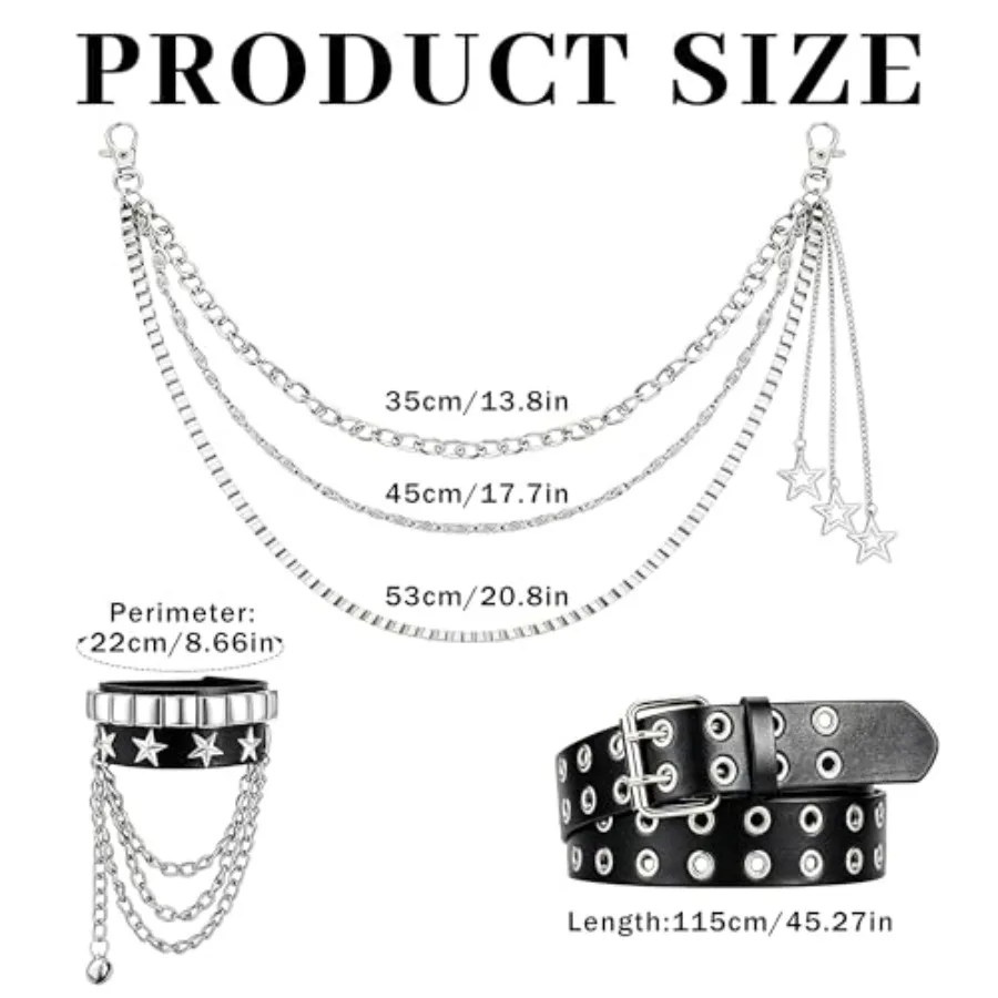 Studded Belt Set for Men Women - Body Jewelry Goth ulasan dan harga