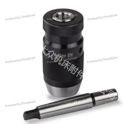 Self-tightening Self-locking Drill Chuck 0-13mm B16 Medium + MT2-B16 Connector, Metric Thread