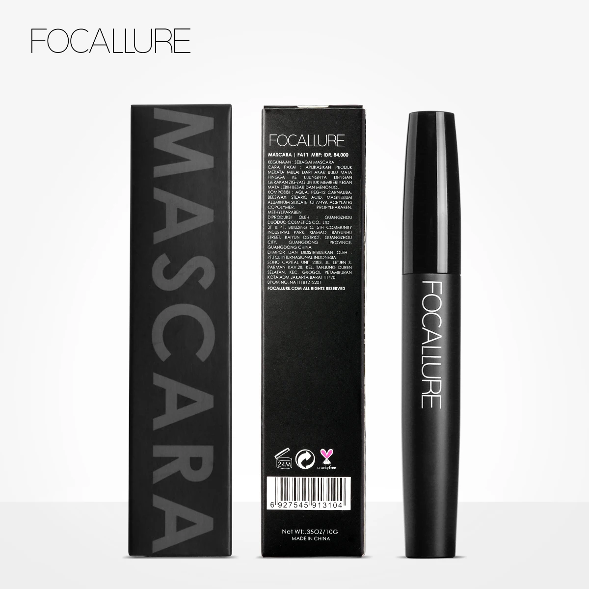 FOCALLURE pestañas rizadas alargamiento máscara negra impermeable extensión de pestañas de larga duración maquillaje de belleza para ojos cosméticos para mujeres