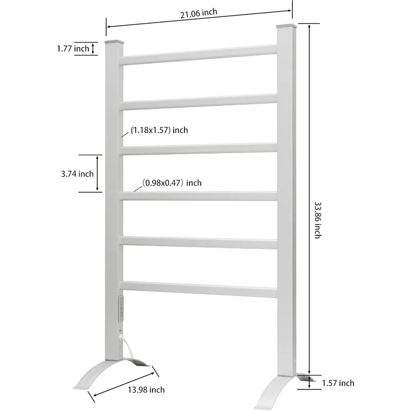 Towel Warmer 6 Bars for Bathroom Freestanding or Wall Mounted Bath Towel Heater Plug-in with Built-in Timer Silver