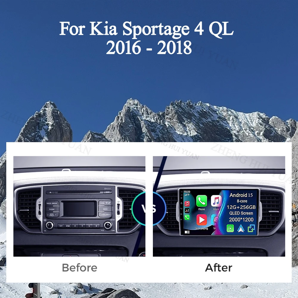 Android 15 Carplay Car Radio For KIA Sportage 4 KX5 2016 2017 2018 Navigation GPS Multimedia Player Auto 5Gwifi+4G BT DSP video