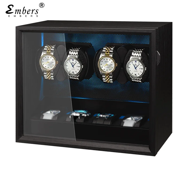 embers-watch-winder-2-4-8-scatola-portaoggetti-per-orologi-grano-di-legno-nero-motore-silenzioso-con-retroilluminazione