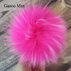 Big Size 15cm DIY Natural Pink Fox Fur Pompoms Raccoon Fur Pom Poms Balls Real Fur Pompon For Hats Bags Scarves Accessories