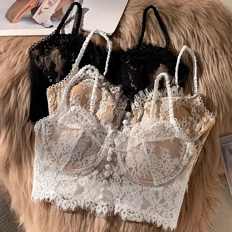 

Fashion Ultra Thin Lace Underwear Women Bralette Push Up Brassiere Sexy Eyelash Bra French Lingerie Female Bra And Panty Set New