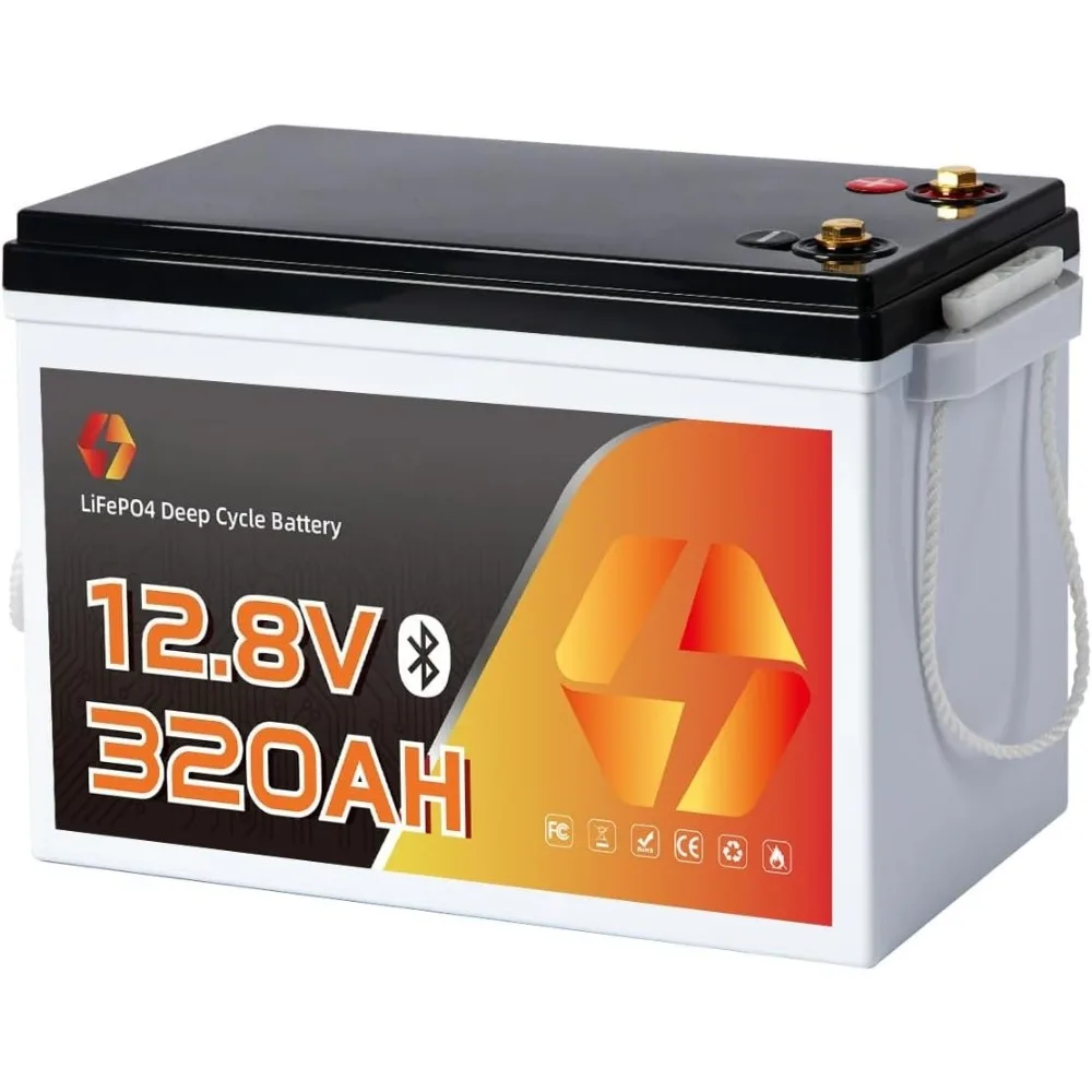 

12V 320Ah LiFePO4 Battery, 200A BMS with Bluetooth, 6000+ Deep Cycle, Low Temp Cut Off, Mini 12V Lithium Battery Max 2.56kW