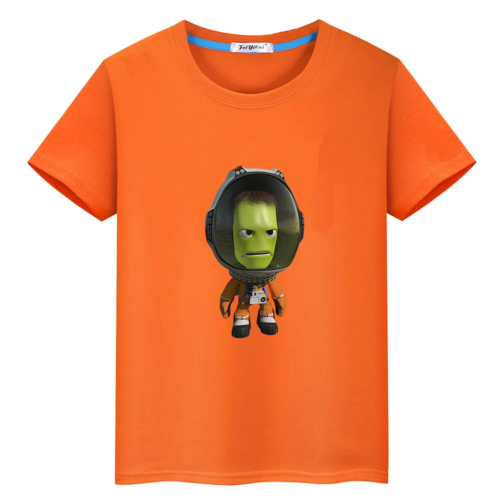 Kerball-camisetas con estampado de juego de programa espacial para niños y niñas, camisetas informales de alta calidad de algodón 100%, camisa informal de manga corta para niños