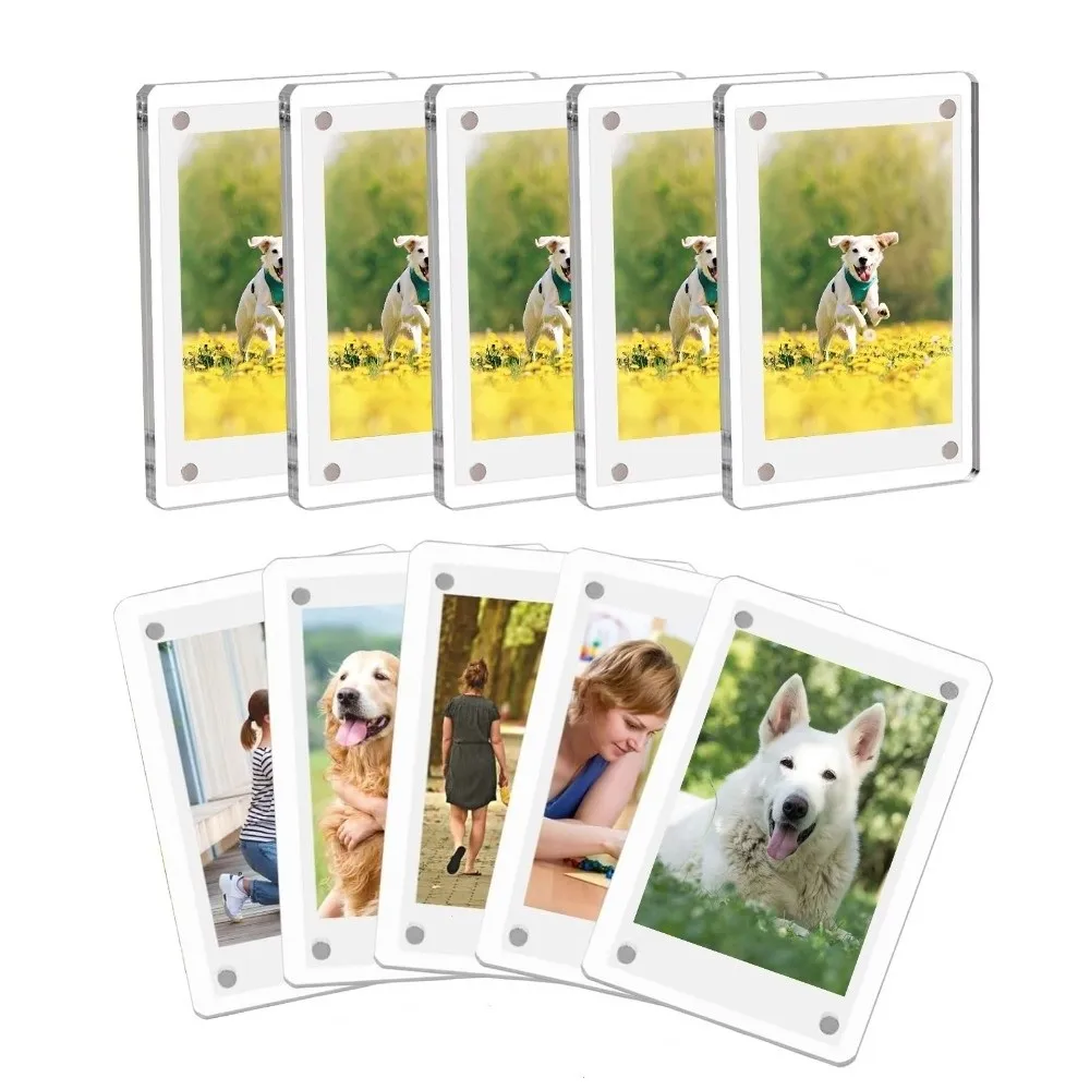 New Double Sided Acrylic Magnetic Photo Frame Transparent Rectangular Fridge Magnetic Photo Frame Fridge Photo Frame Home Decor