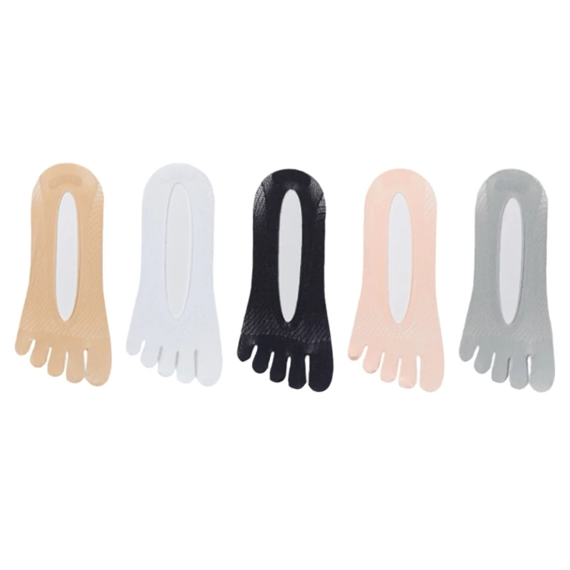 

Breathable Toe Separating Socks Nonslip Silicone Grip Invisible Low Cut 5 Pairs