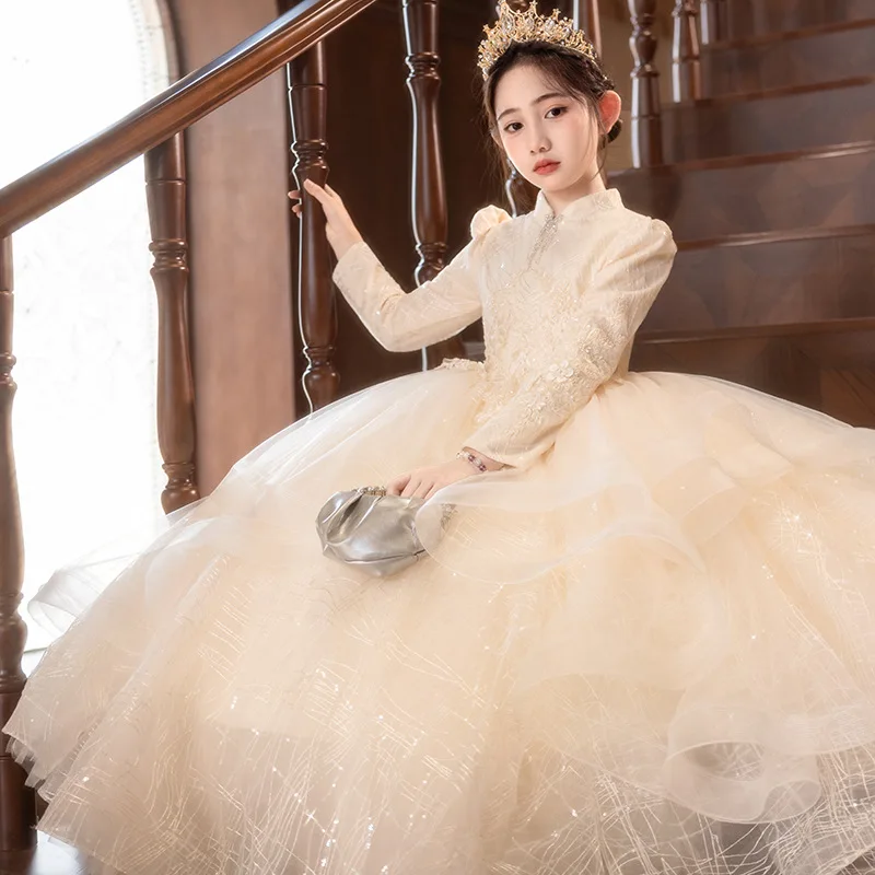 Children's Dress Beautiful High-end Spring and Autumn Piano Performance Light Luxury Niche High-end Ten-year-old Birthday Little