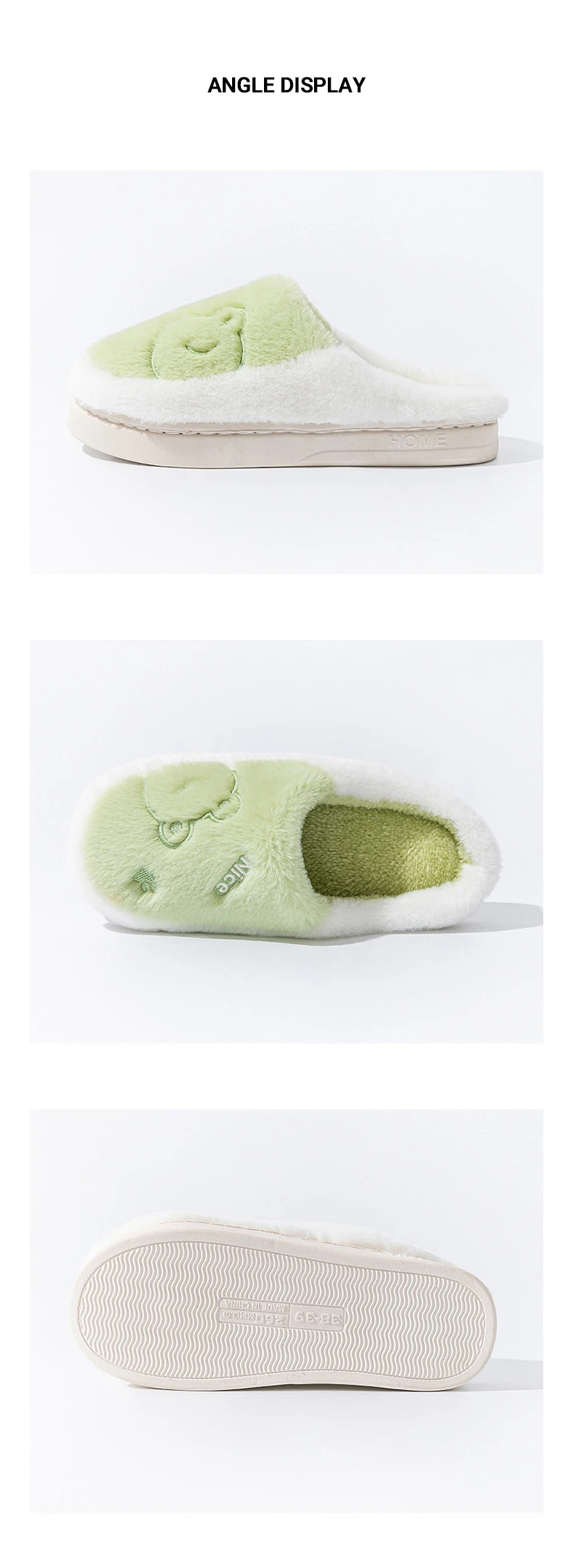Winter-Plüsch-Hausschuhe für Damen und Herren – Hausschuhe mit dicker Sohle und rutschfester Unterseite, gemütliche, mit Fleece gefütterte Innenrutschen für zu Hause – Detail 14