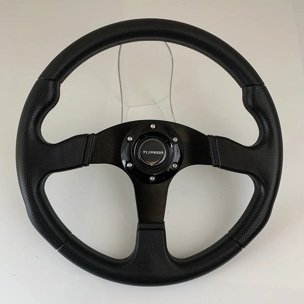 TIYPEOR 14in Racing Car Sport Steering Wheel Modified Accessory Drifting PU Leather Modified Steering Wheel