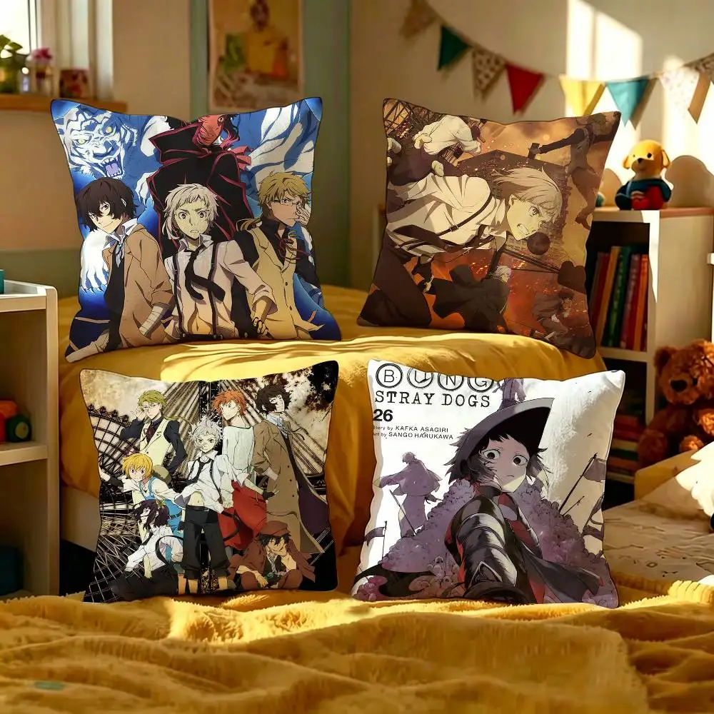 Bungo Stray Dogs Anime Pillow Cushion Cover Pillowcase Living Room Sofa Home Decor Customized