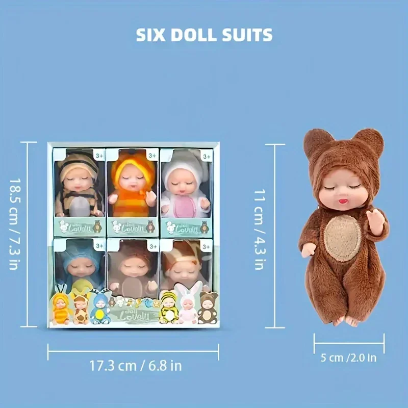 6pcs/set Baby Dolls, Pajama Fairy Baby Dolls Toy Figures Princess Doll Gift  Cute Animal Baby Doll - The Perfect Birthday image 3