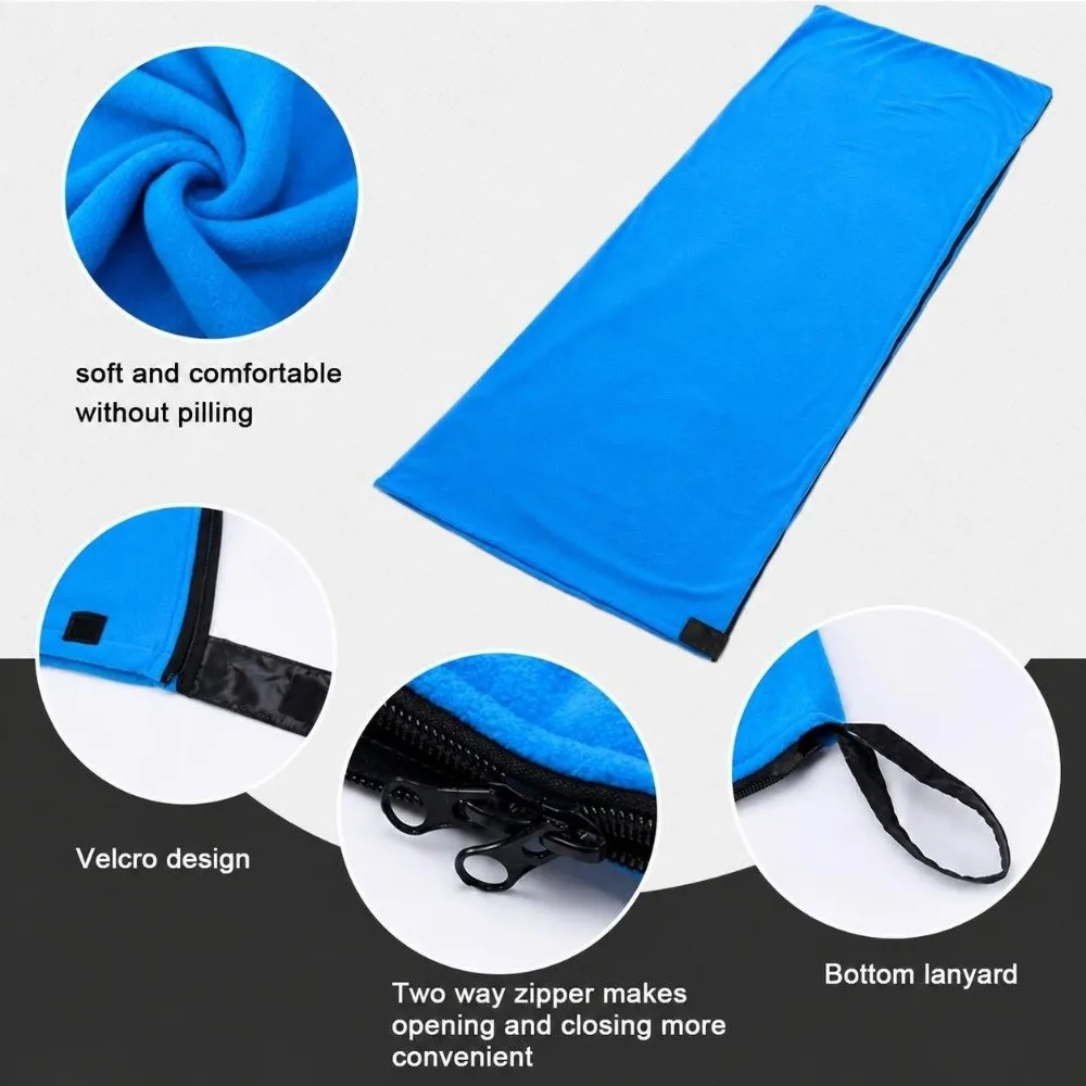 Warm Comfortable Fleece Sleeping Bag Two-Way Zipper Soft Emergency Emergency Blanket Outdoor Bivvy Sack Camping
