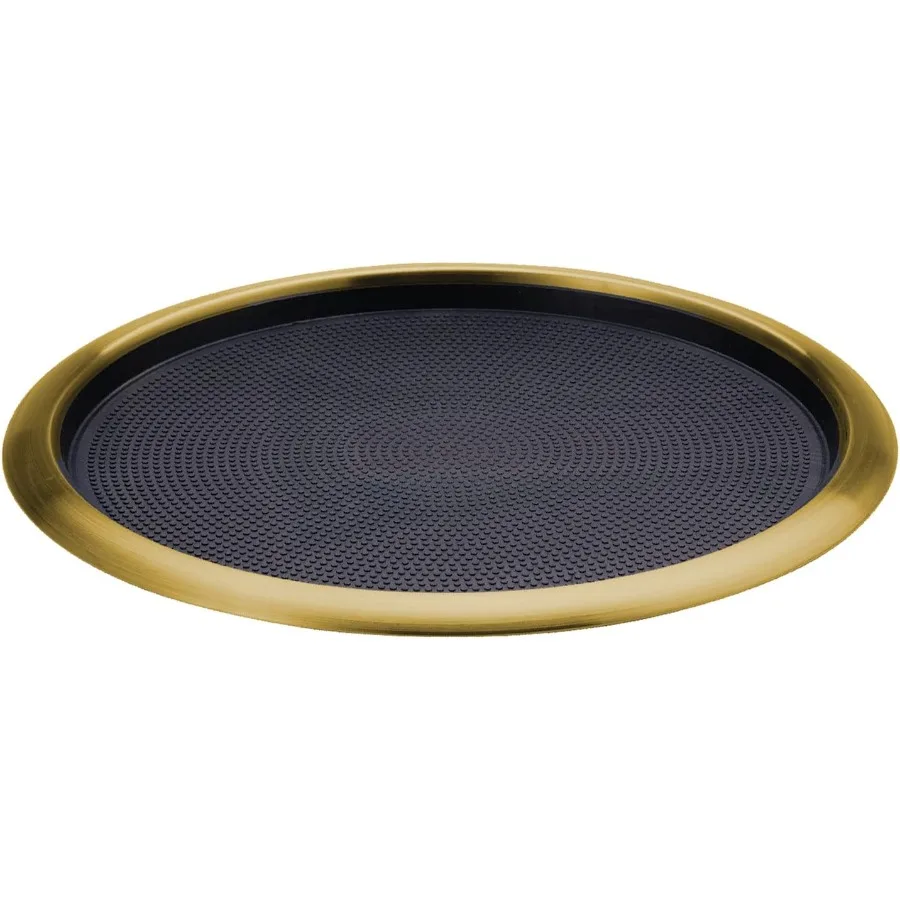 

Tray with Removable Insert, 14" Round, Stainless Steel, Vintage Gold
