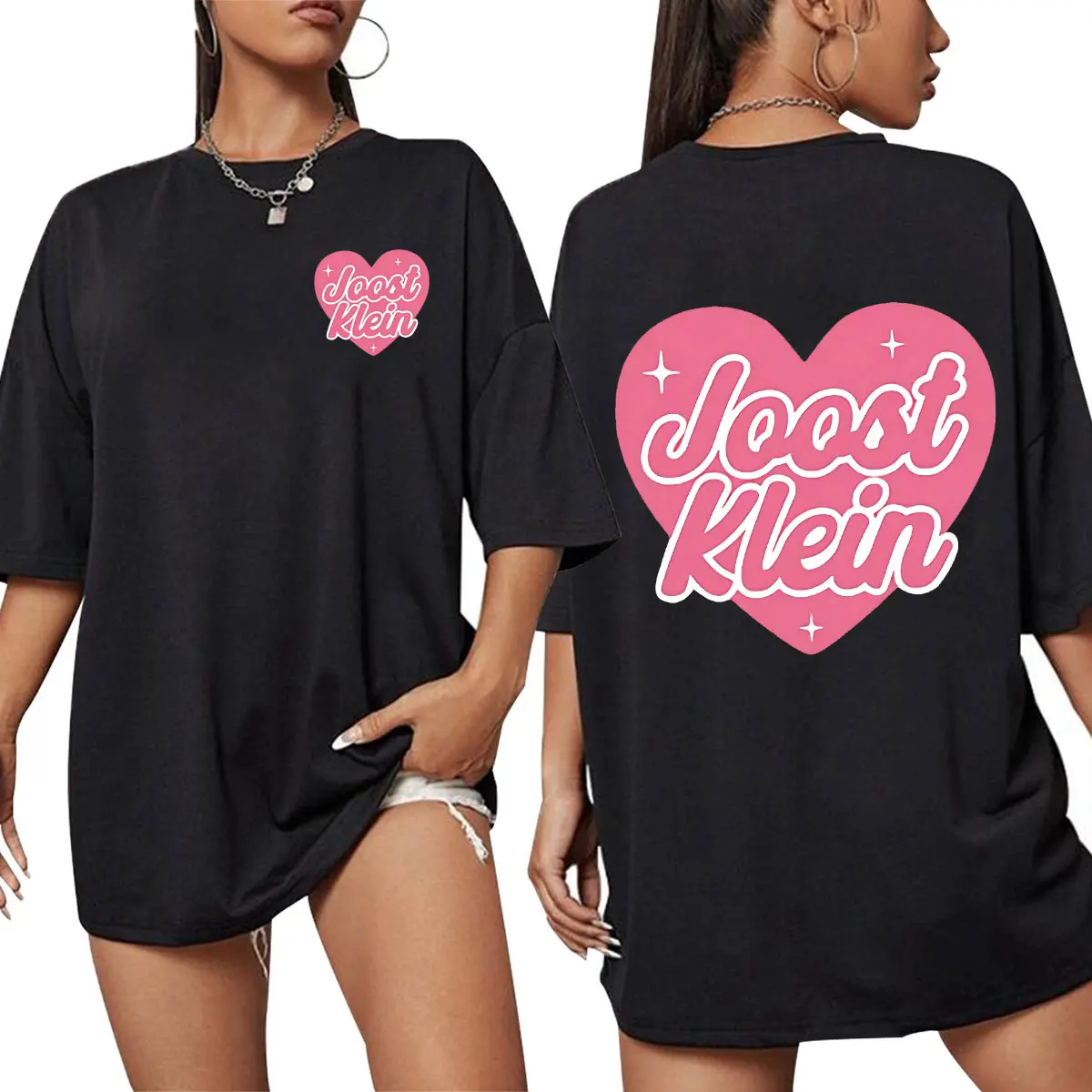 2025 الصيف جوست كلاين قلب صغير الوردي الجرافيك 100% القطن الخالص تي شيرت مطبوع النساء الملابس Harajuku دافئ ملابس الشارع الشهير غير رسمية