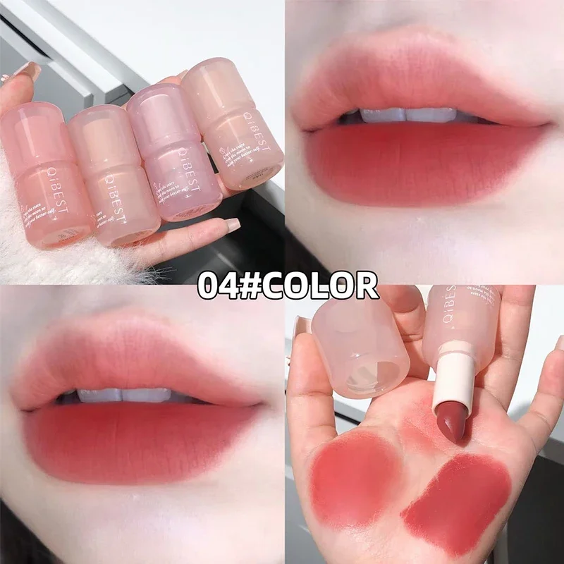 QIBEST ลิปสติกกันน้ํา Red Nude Lip Stain Moisturizing Natural ลิปสติกเม็ดสีสูง Lip Tint แต่งหน้ายาวนานของขวัญ