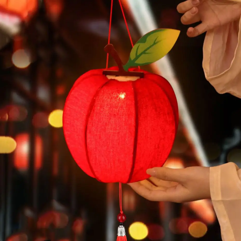 

Pear Shape Mid-Autumn Festival Lantern Handheld Chinese Style Small Persimmon Lantern Tassel Luminous DIY Lantern Making Kit