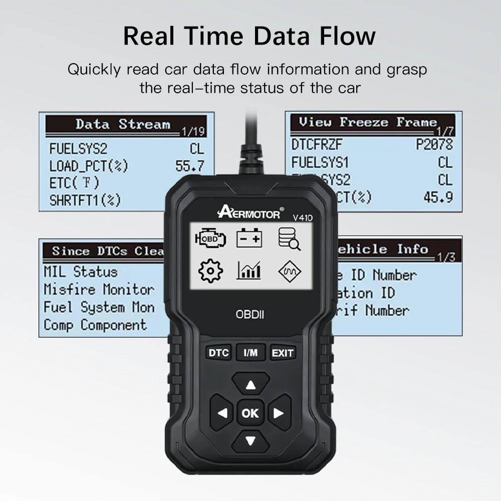 

Universal Automotive Diagnostic Scanner Code Reader Fault Code Clear V410 Engine Battery OBD2 Sensor Car Diagnostic Tools