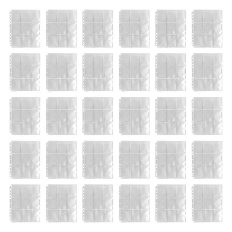 Business Card Organiser Album Inserts, Plastic Plastic Refill Sleeves with Punched 30 Pieces for Contact Card Filing