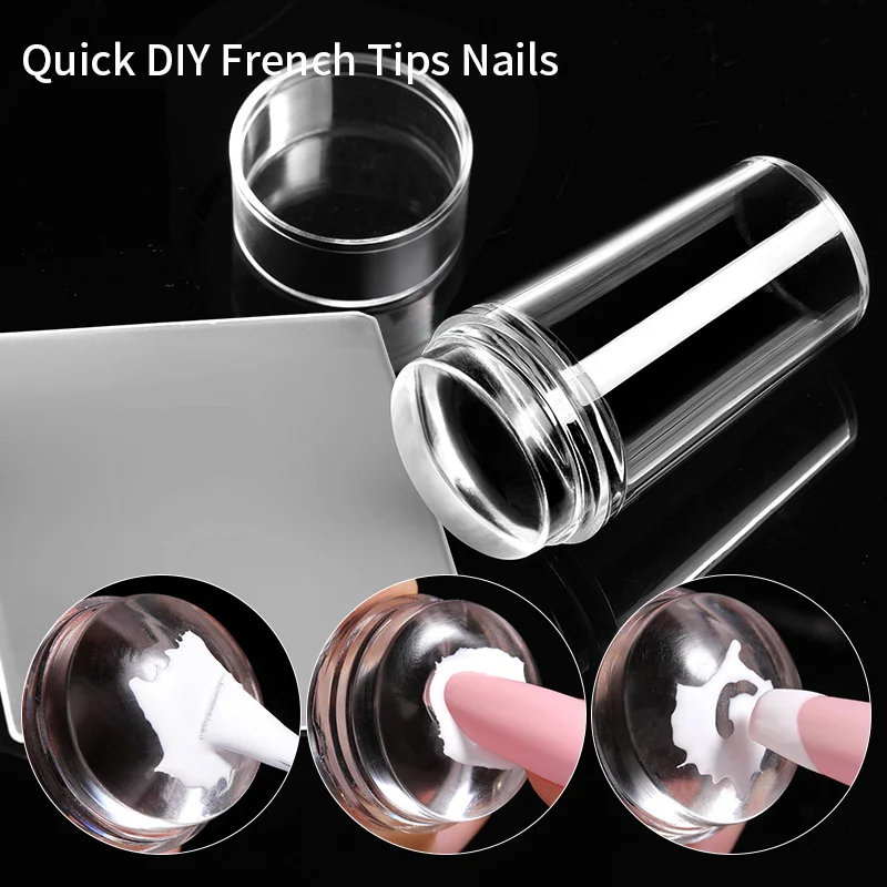 Transparent Silicone Nail Art Stamping Kit Stamper French Clear Jelly Design For Manicure Plate Stamp Polish Stamper Scraper Too