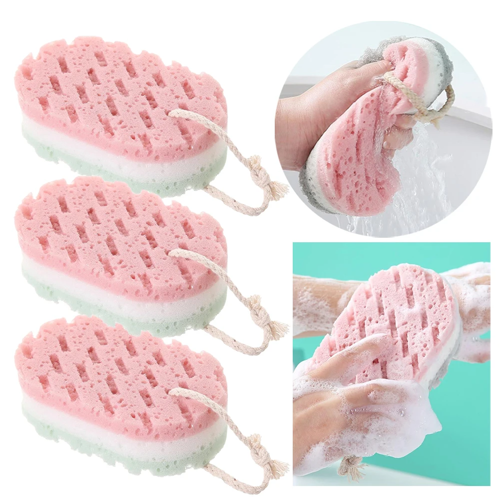 3Pcs Sponge Bath Ball Shower Rub For Body Exfoliation Massage Brush Scrubber Body Brush Sponge Brush Bathroom Accessories