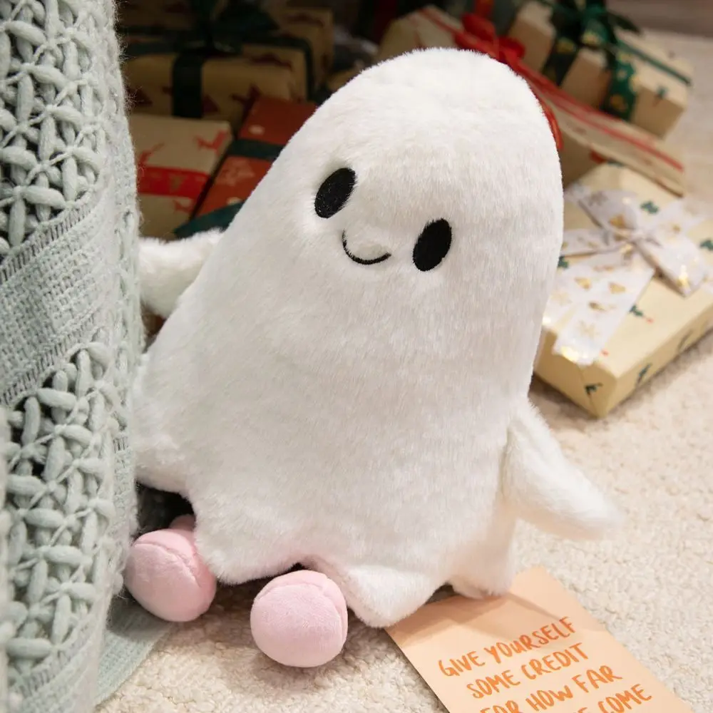 Muñeco de peluche de pequeño fantasma de simulación, muñeco de fantasma de dibujos animados esponjoso interactivo, colección de juguetes, cómodo almohada fantasma de Halloween