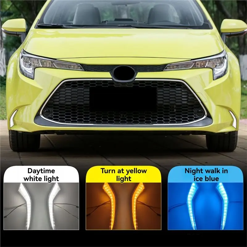 LED النهار تشغيل ضوء DRL الضباب مصباح ثلاثي الألوان لتويوتا كورولا L/LE/XLE الهجين ليفين 2020-2022 اكسسوارات السيارات