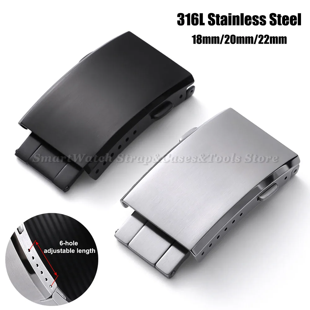 

316L Solid Stainless Steel Watch Clasp 18/20/22mm Luxury Adjustable Folding Buckle Premium Metal Clasp Watch Repair Accessories