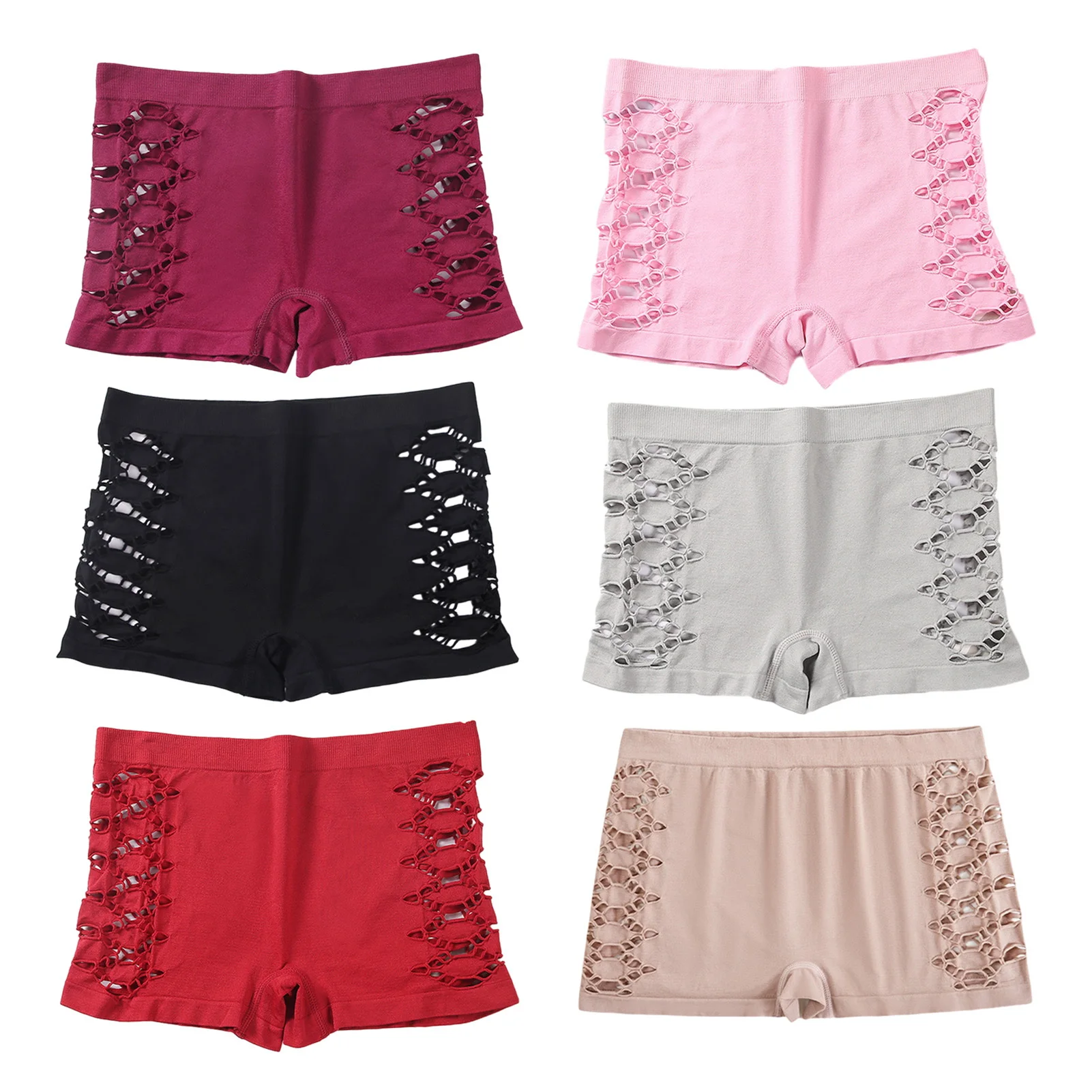 Mid-waist Hollow Out Panties Women Breathable Shapewear Lady Boyshort Knit Female Underpants New Style Women\'s Underwear