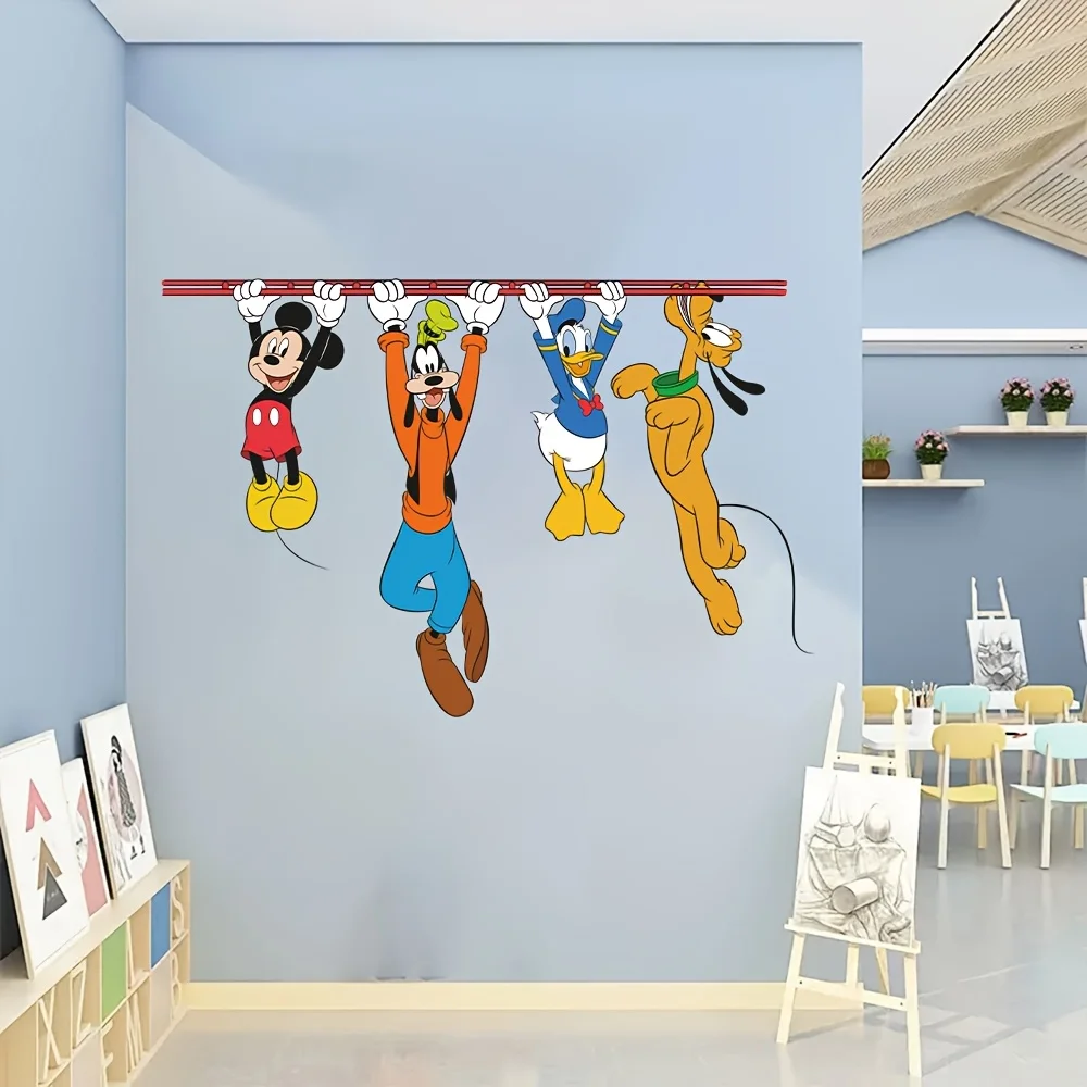 1 ملصق حائط ذاتي اللصق من ديزني ميكي ودونالد داك من مادة البولي فينيل كلوريد، ديكور غرفة النوم على طراز الرسوم المتحركة مناسب لغرفة المعيشة والمنزل، زينة حفلات عيد الميلاد #5