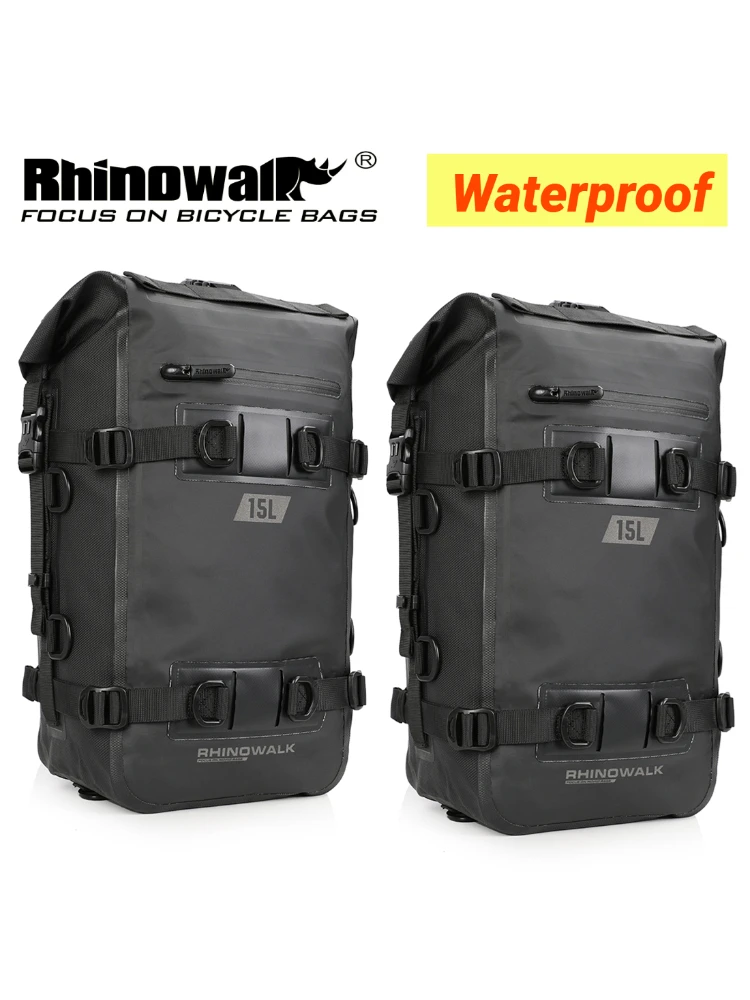 AliExpress Rhinowalk-Waterproof Motorcycle Tail Bag for Men, 2pcs,Black Backpack, Rear Luggage, Travel Bag, 100% Waterproof, 15L