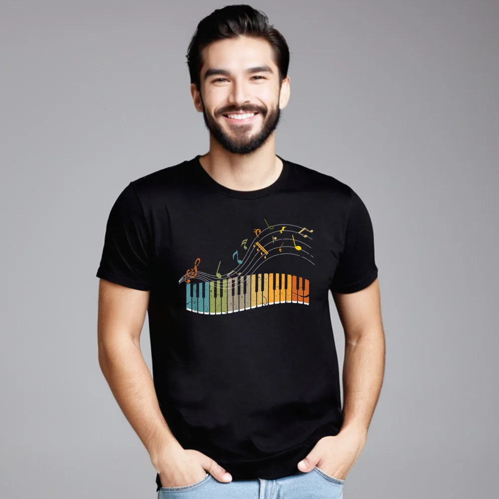 Casual Keyboard Pianist Funny Musician Piano Short Sleeve Autumn Tops Tees Family Round Neck Pure Cotton T Shirt women's T Shirt