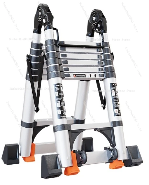 

Heavy Duty Aluminum Telescoping Ladder 4m A-Frame Multi-Position Folding Ladder for Home Indoor Outdoor Use