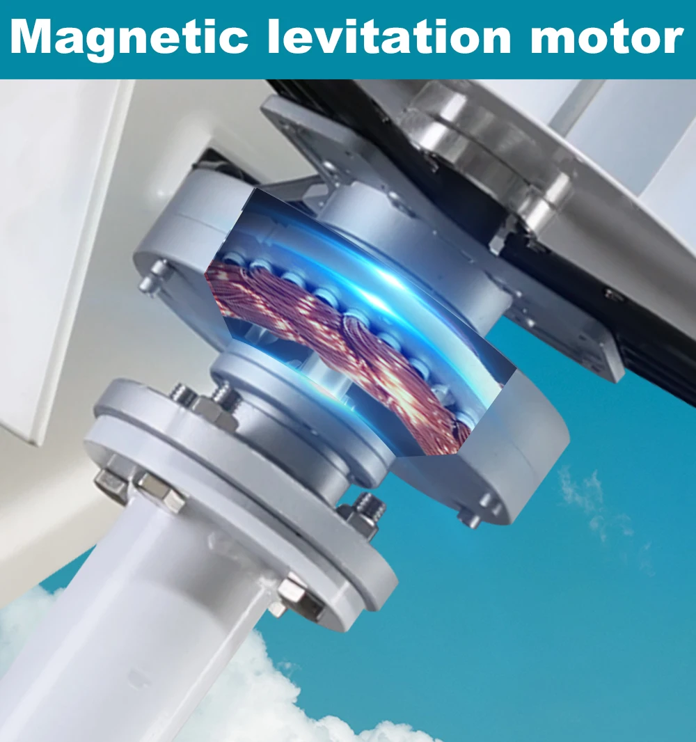 Imagem -02 - Turbina Eólica com Eixo Vertical para Uso Doméstico Maglev Gerador de Alta Tensão 5kw 2000w 12v 24v 48v Controlador de Carga Híbrido