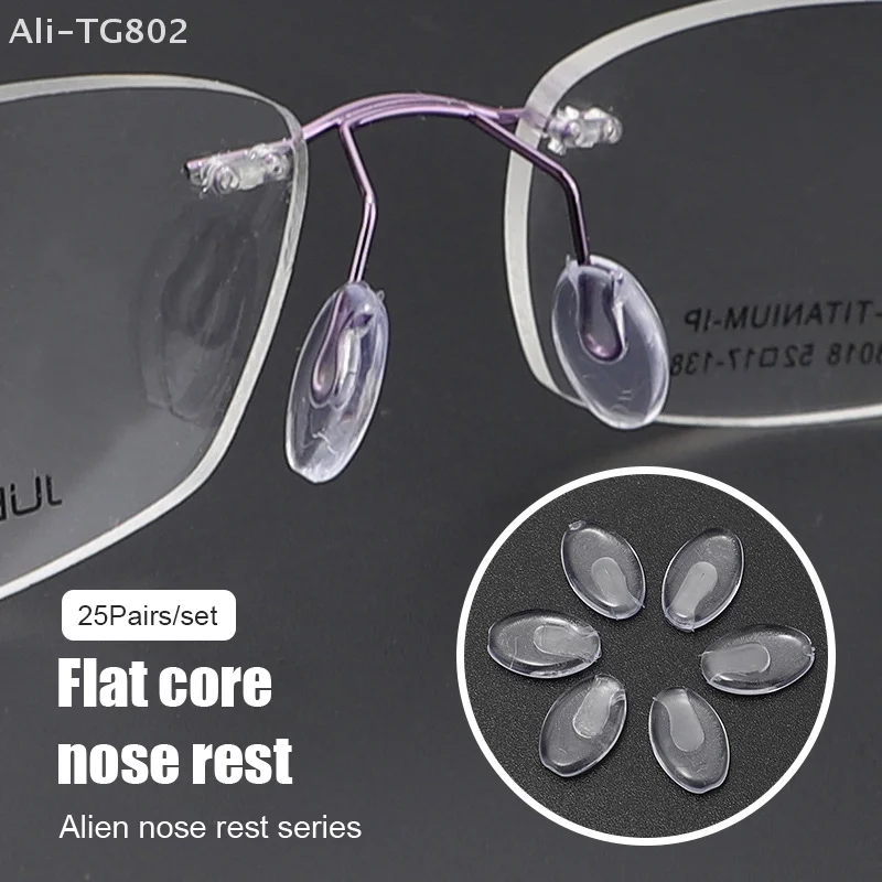 Transparent PVC Anti-Slip Nose Pads, Eyeglasses Nose Pads, Eyewear Bracket, Eyeglass Accessory, Flat Oval, 25 Pairs/Set