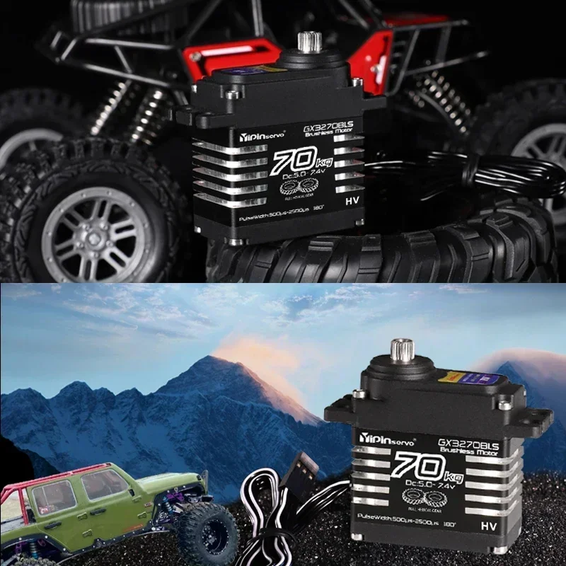 Servo motore brushless controllabile con angolo di 180 gradi, ingranaggio in acciaio servo digitale impermeabile IP68 da 70 kg per robot auto RC