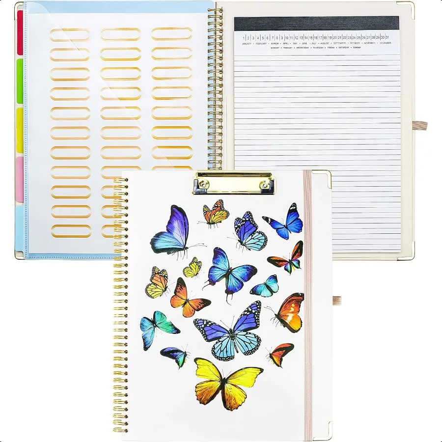 

Clipboard Folio with Notepad 5 Extra Clipboard Folders with 10 Pockets for Documents Portfolio with Pen Holder for Men Women Bu