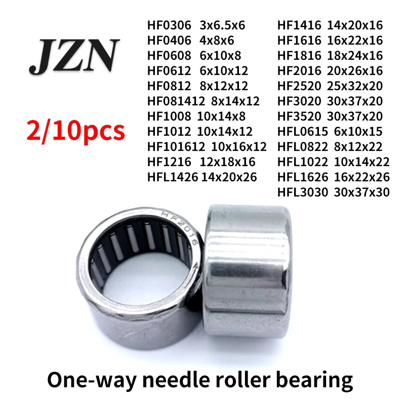 2/10Pcs Small One-Way Needle Roller Bearing HF0306 HF0406 HF0612 HF0812 HF081412 HF1008 HF0608 HF1012 HF1216 HFL1426 HF101612