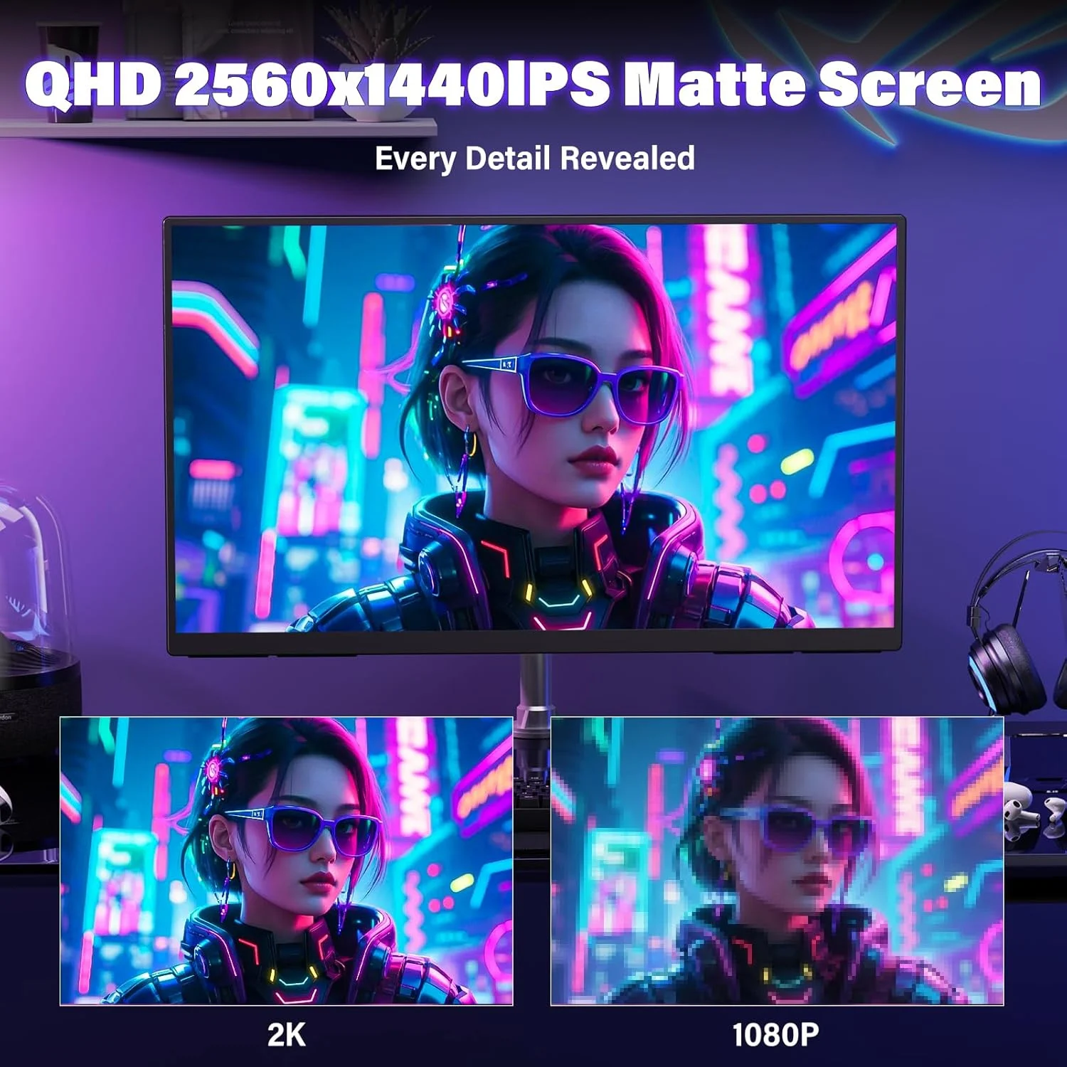 Ahxjka 24,5 monitor portátil 2560p display externo 165hz tela ips com porta usb c mini-hdmi para laptop mac pc xbox ps switch