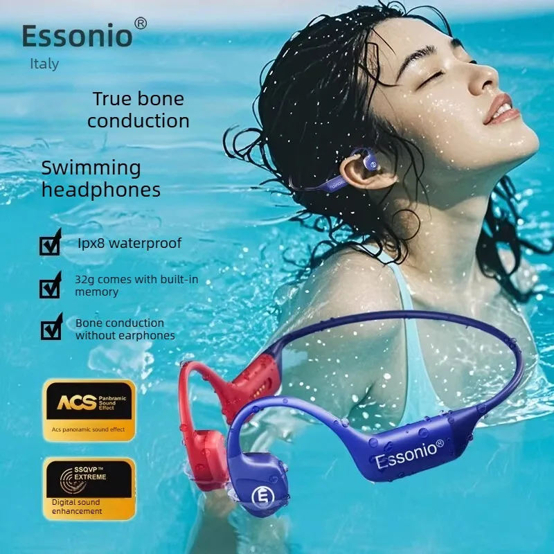 

Беспроводные Bluetooth-наушники ESSONIO ES-911 с костной проводимостью, водонепроницаемые (IPX8), для плавания, бега и фитнеса, с памятью 32 ГБ