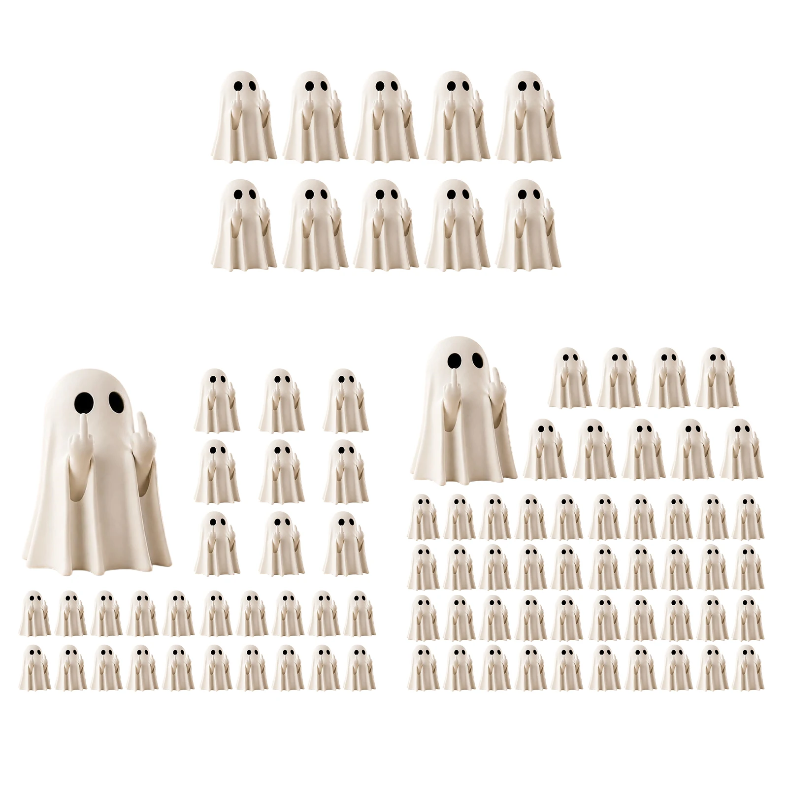 Halloween-Geisterfiguren-Set, Mini-Mittelfinger-Statue, gruselige Party-Schreibtisch- und Regaldekoration, Geschenk, 10 Stück