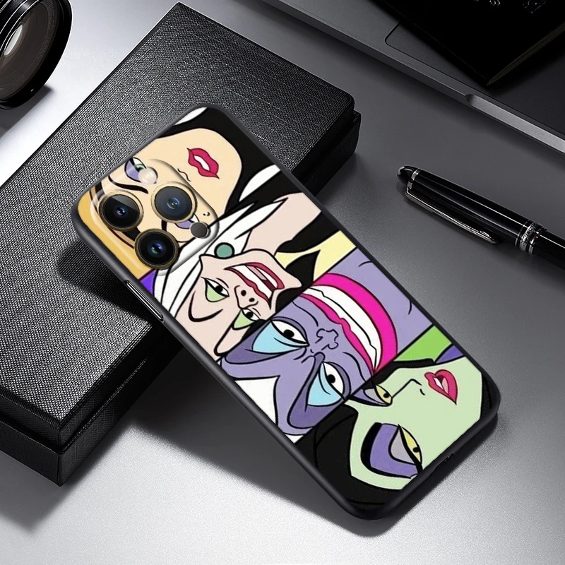 Casing ponsel ratu jahat Disney untuk iPhone 15 14 13 12 11 XS XR X 8 7 SE Pro Max Plus TPU hitam Mini