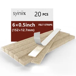 20PCS 6×0.5inch ,Premium Felt Strips with Adhesive Backing - Rectangular Furniture Pads for Hardwood Floors