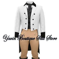 Men's 3 Piece Suit Swallow Tailed Coat Slim Fit One Breasted Tailcoat for Wedding Prom Dinner Party Blazer Pants Set