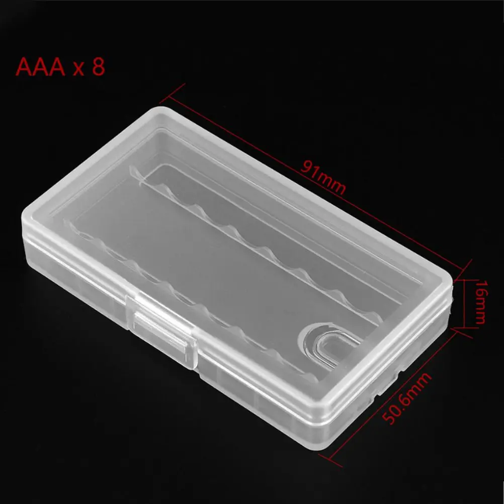 Transparent Battery Storage Box Holds 1-8 Aa Size No 7 Batteries Made of Shatter-Resistant PP Plastic Portable Secure Fit