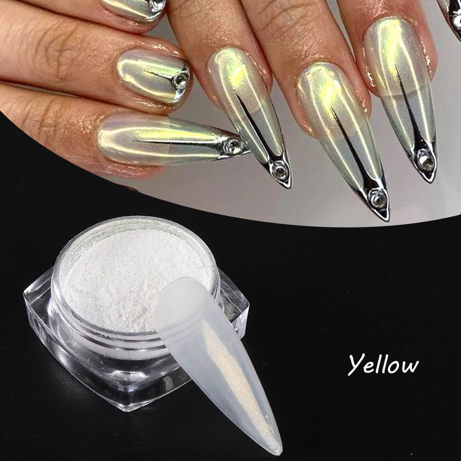 Mondlicht Perlweiß Nagelglitzer Chrom Aurora Weiß Reibepuder Muschelspiegel Pigment Nagelkunst Zubehör Dekoration